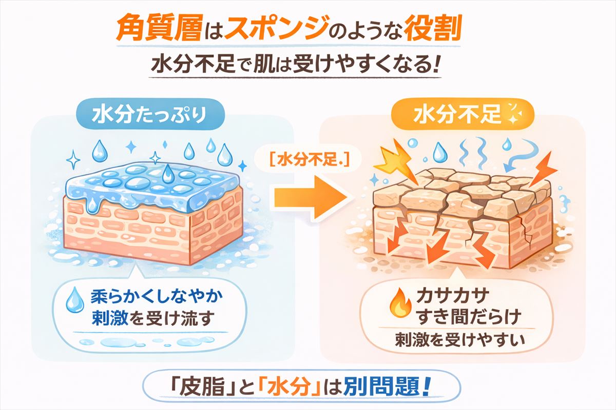 角質層は、スポンジのような役割