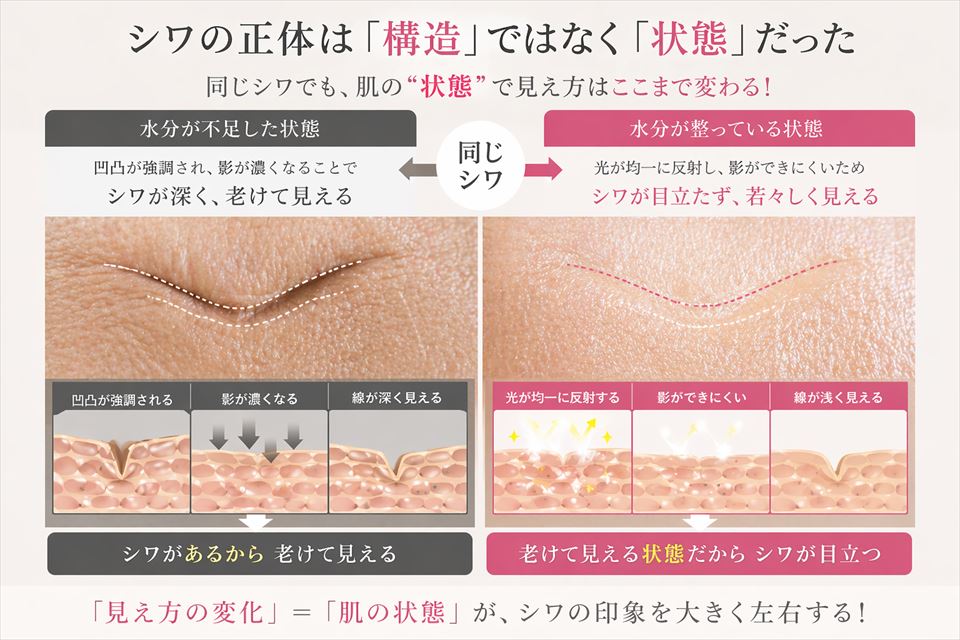 シワの正体は「構造」だけではなく「状態」だった