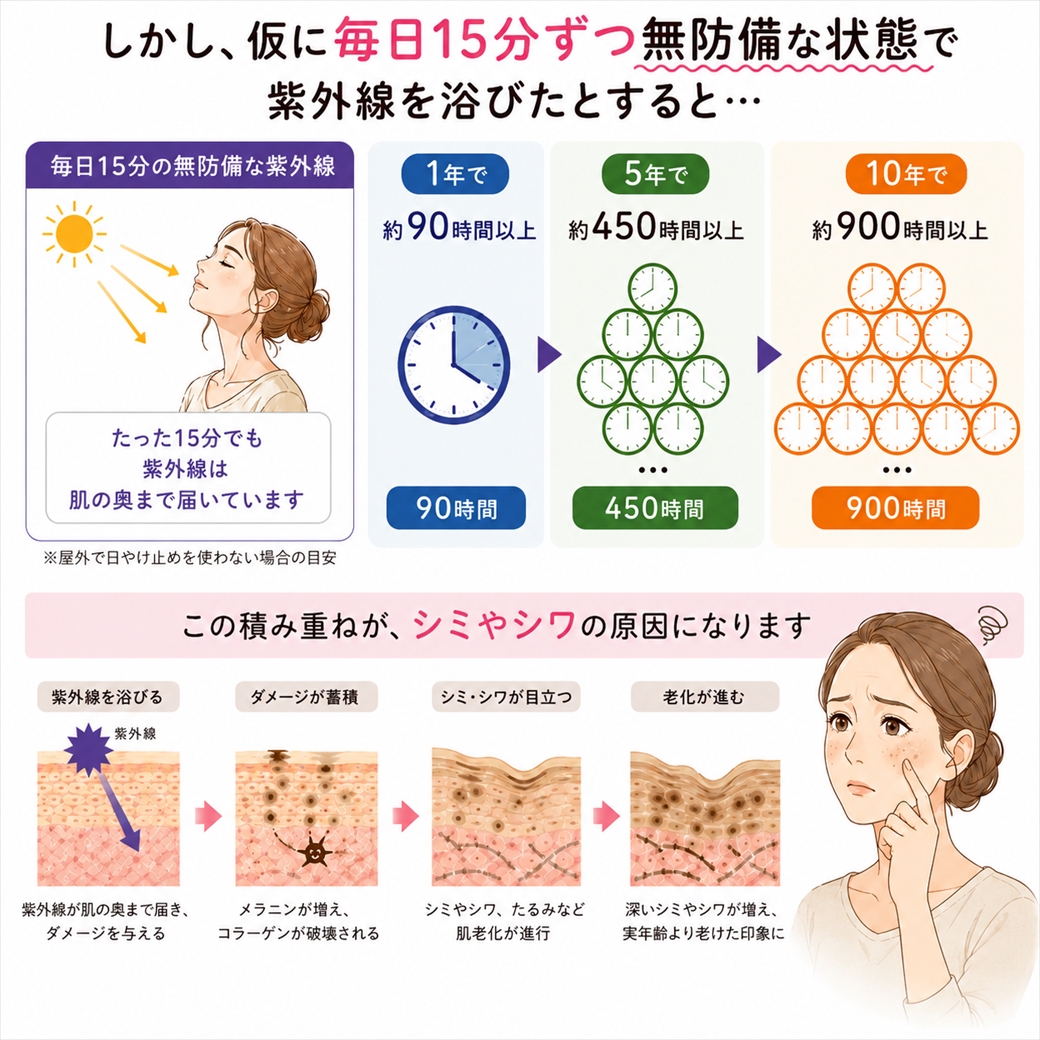 肌は、その紫外線の蓄積を忘れてくれません。