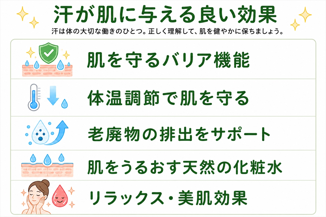 汗が肌にあたえる良い効果一覧