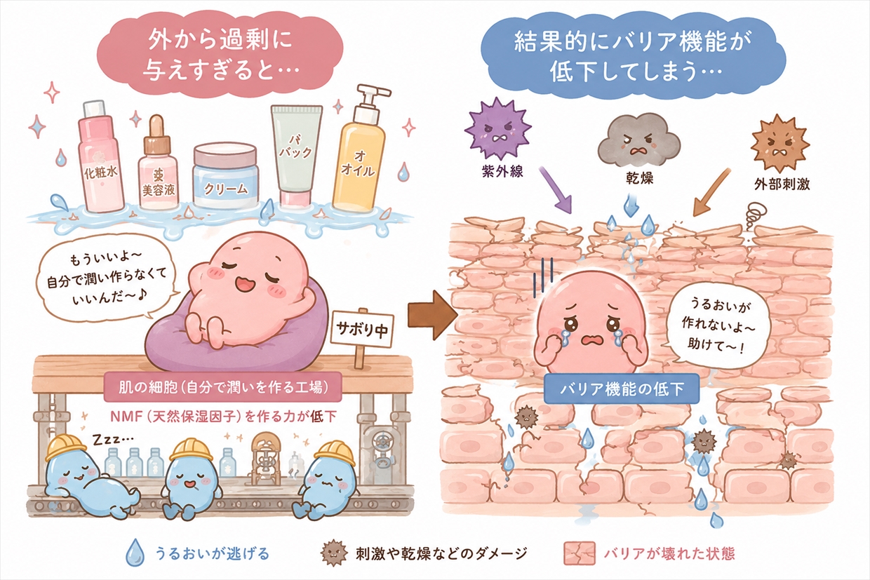 外から肌に与えすぎると結果的にバリア機能が低下する