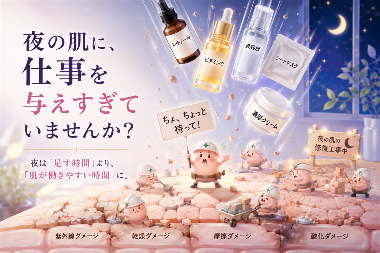 夜の肌に、仕事を与えすぎていませんか?
