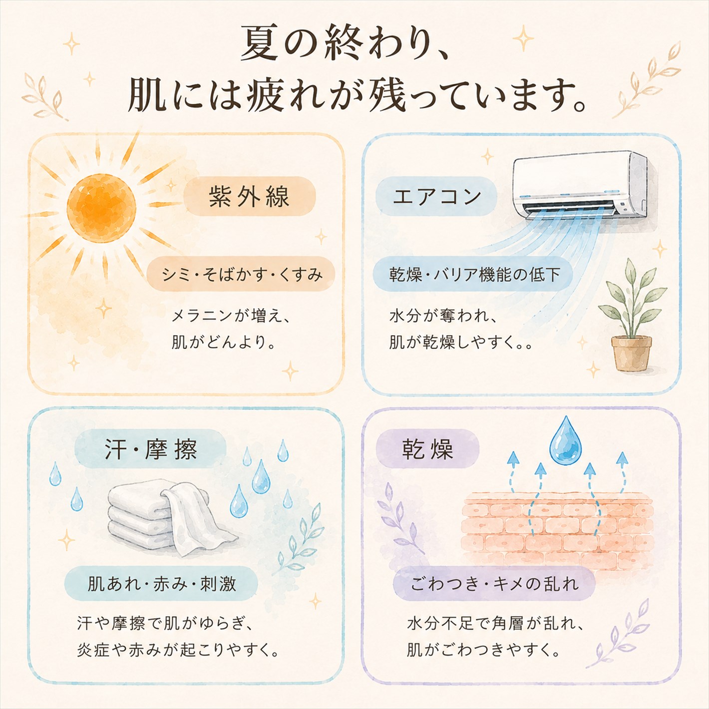 夏の終わり肌は疲れています